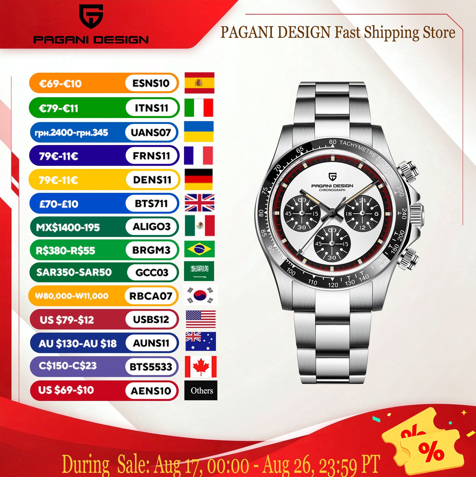 Smartwatch Casual Watches For Men - PAGANI DESIGN นาฬิกาควอตซ์แฟชั่นหรูหราสำหรับผู้ชาย หน้าปัดแพนด้า พร้อมมาตรวัดความเร็ว ไฟเรืองแสง