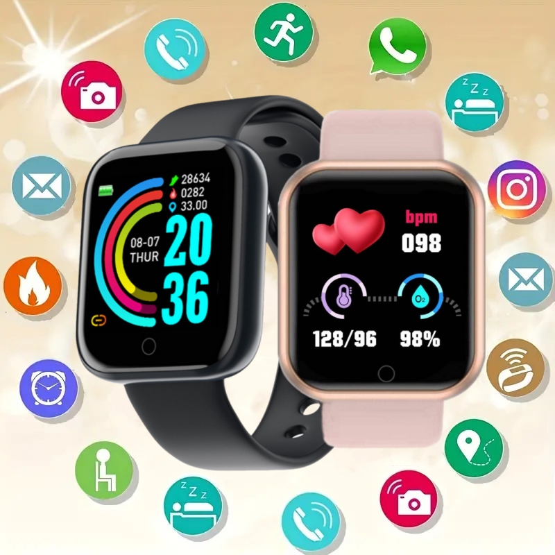 Smartwatch Watches For Women Smart - นาฬิกาสมาร์ทวอทช์สายรัดข้อมือฟิตเนสสมาร์ทวอท์ชสำหรับผู้ชาย, นาฬิกาเตือนความจำควบคุมเพลงได้ Y68 D20