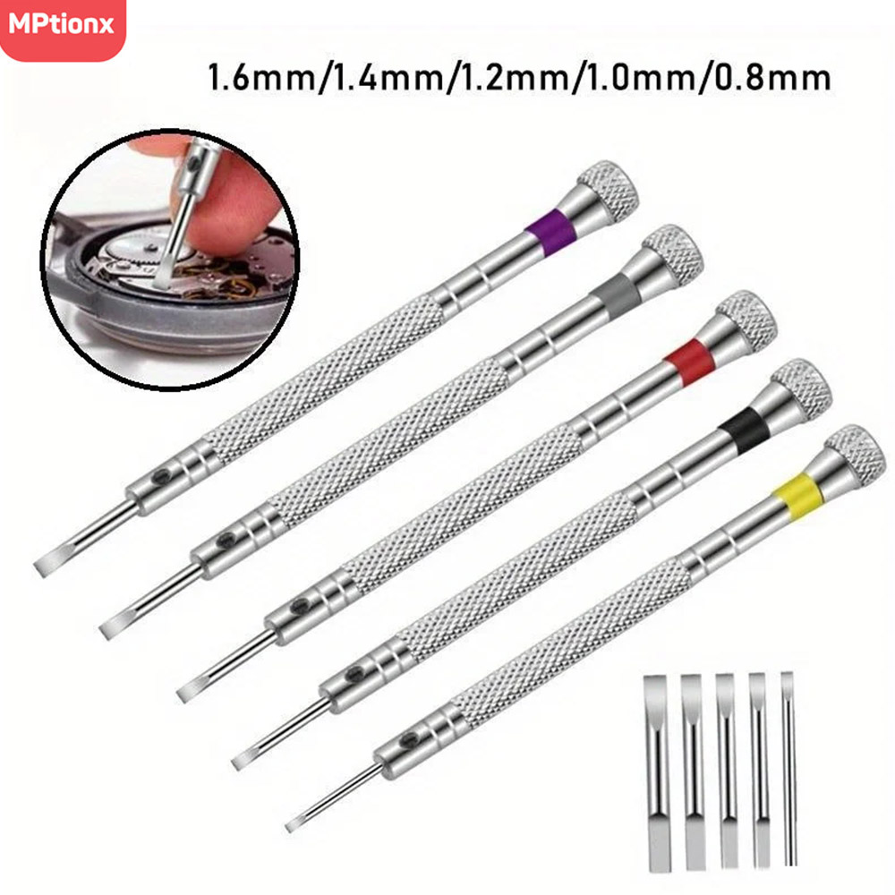 Watchmaker Screwdriver - 5 ชิ้น/เซ็ต 0.8-1.6 มม.ไขควงสําหรับซ่อมนาฬิกาแบบพกพานาฬิกาเครื่องมือสายคล้องกําจัด MINI Link