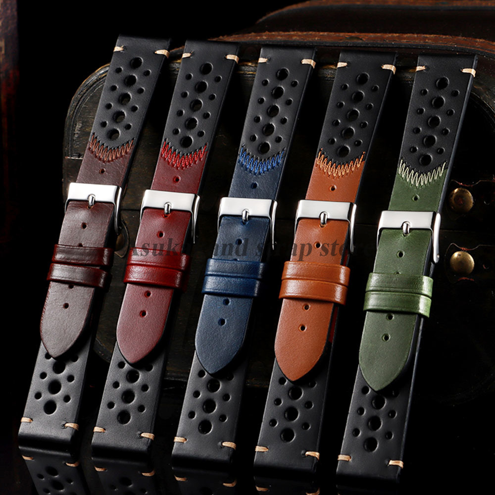 Seiko Watches Smartwatch - สายนาฬิกาหนังเคลือบน้ำมันแบบใหม่ 20 มม. สำหรับ Seiko สำหรับ