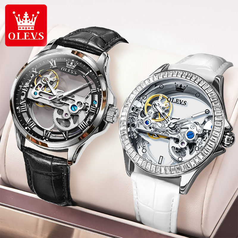 นาฬิกาคู่ OLEVS ของแท้ โครงสร้ - Skeleton Mechanical Watch บทวิจารณ์และราคา