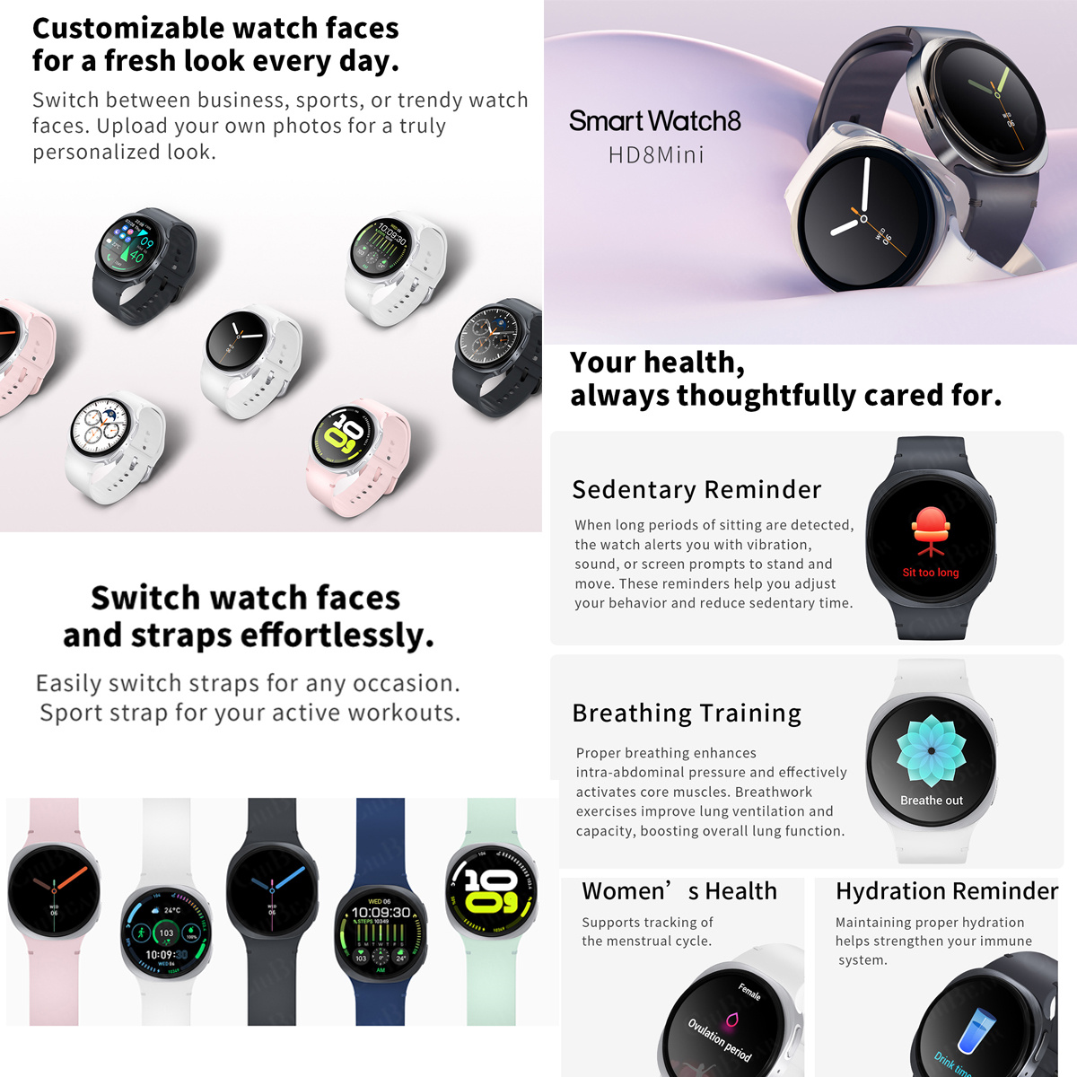2026 นาฬิกาใหม่ 8 มินิ GPS ติด - Smartwatch Health Watches For Men บทวิจารณ์และราคา