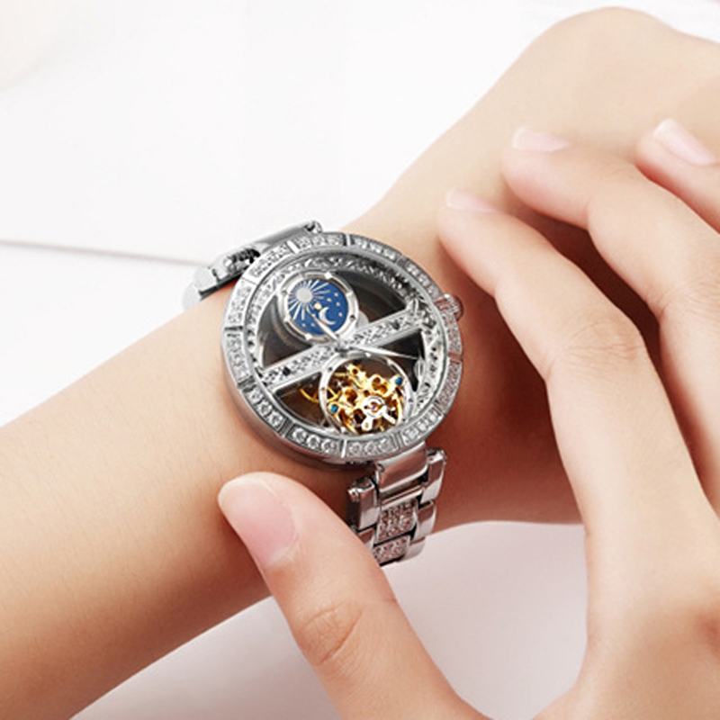 สุภาพสตรีนาฬิกาผู้หญิงอัตโนมัต - Skeleton Mechanical Watch บทวิจารณ์และราคา