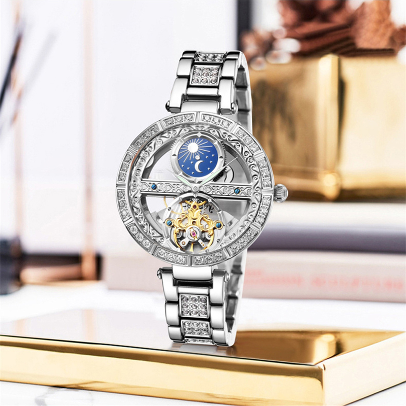 สุภาพสตรีนาฬิกาผู้หญิงอัตโนมัต - Skeleton Mechanical Watch บทวิจารณ์และราคา