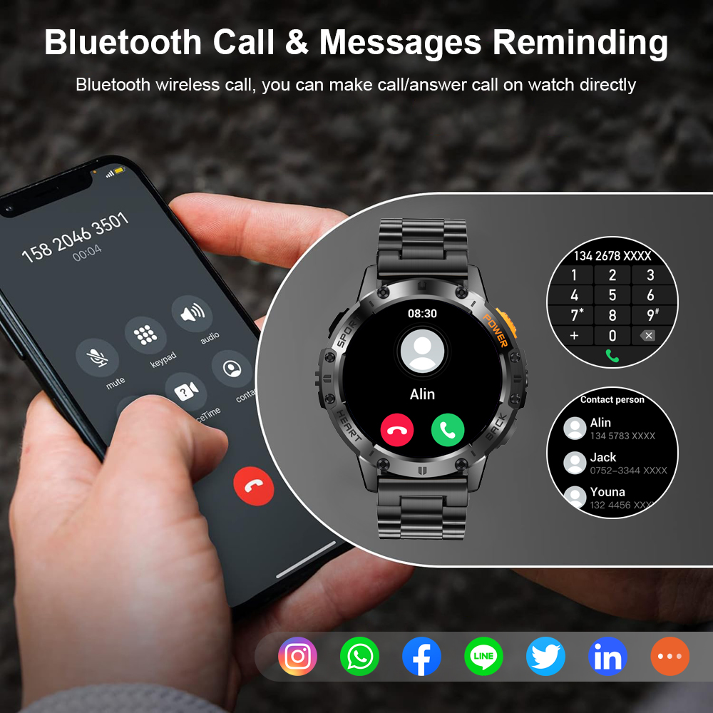 LIGE 1.43 นิ้วหน้าจอ AMOLED บล - Smartwatch Health Watches For Men บทวิจารณ์และราคา