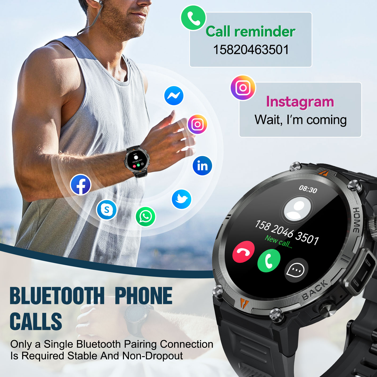 EIGIIS KE3 บลูทูธสมาร์ทนาฬิกาผ - Smartwatch Health Watches For Men บทวิจารณ์และราคา