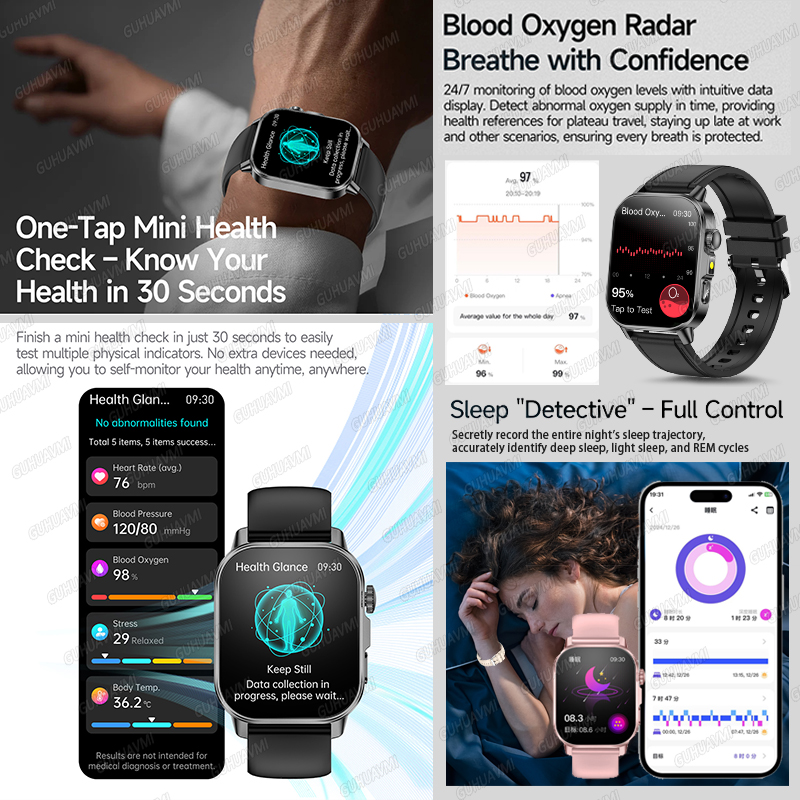 สมาร์ทวอทช์เพื่อสุขภาพรุ่นใหม่ - Smartwatch Health Watches For Men บทวิจารณ์และราคา