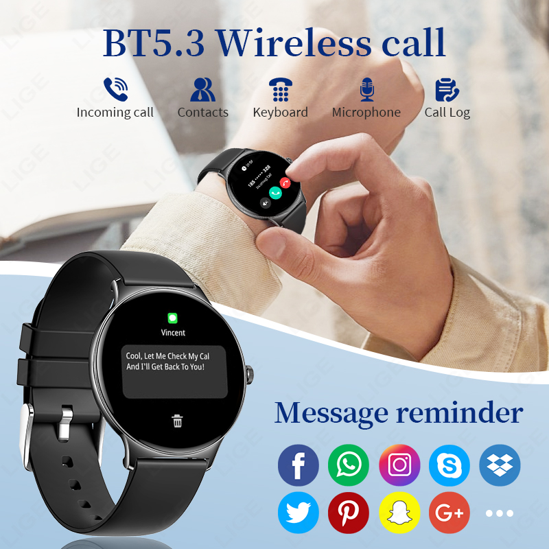 LIGE นาฬิกาสมาร์ทแฟชั่นบางเฉีย - Smartwatch Watches Gift For Women บทวิจารณ์และราคา